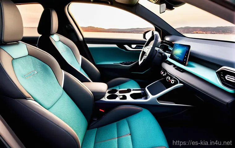 기아 니로 EV 장단점 - **Prompt: Effortless Home Charging of Kia Niro EV**
    A Kia Niro EV is neatly parked in a well-lit...