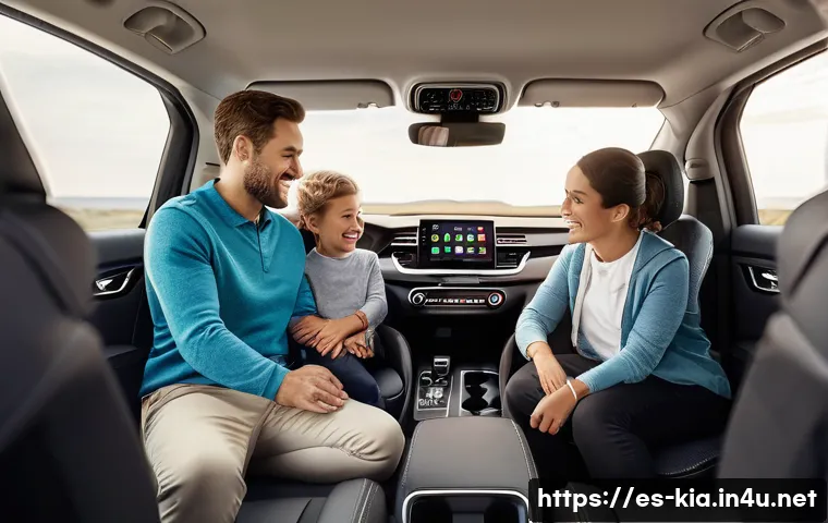 기아 쏘렌토의 하이테크 옵션 - A modern Kia Sorento interior showcasing a spacious, ergonomic cabin with high-quality soft-touch ma...